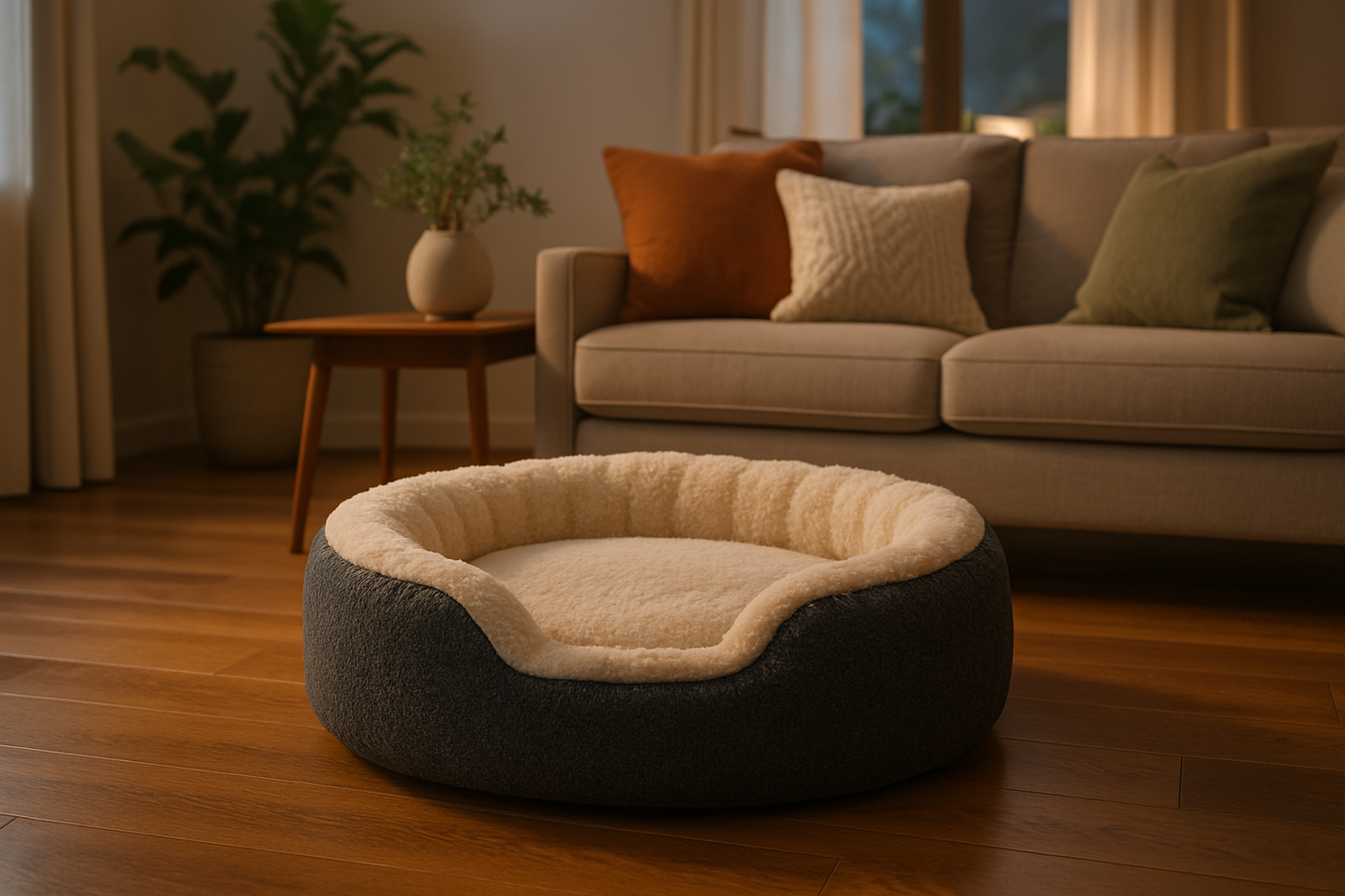 create image of this pet bed in living room