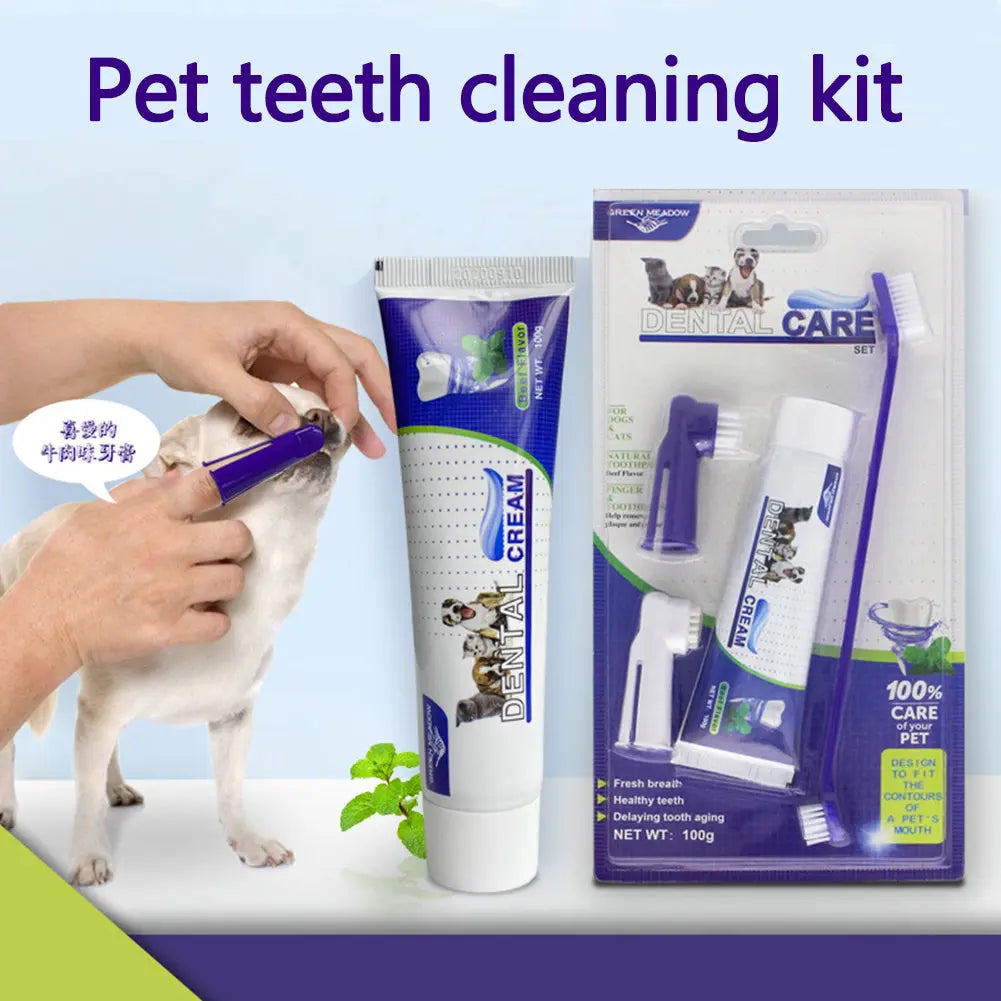 Pet Dog Beef Flavor Toothpaste Toothbrush Set Oral Cleaning Meoof